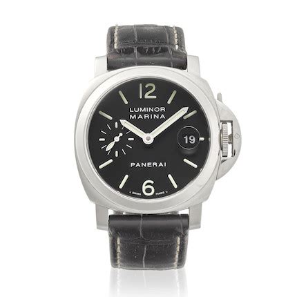 Panerai. A stainless steel automatic calendar wristwatch